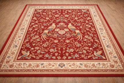 Ruby Bird Royale – Premium Synthetic Bedroom Carpet