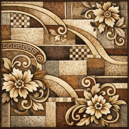 Premium Synthetic Floral Area Rug for Living Room – Large Size, Elegant Design