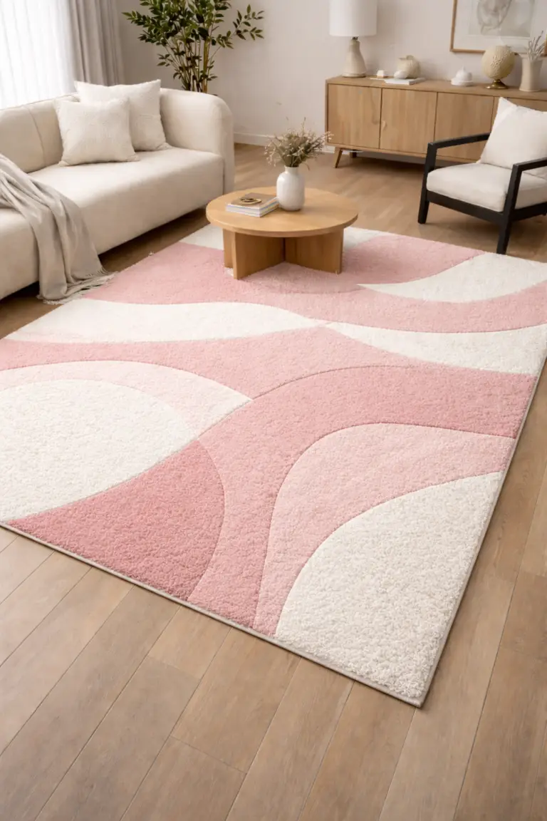 Soft Arc Color Block Shag Rug